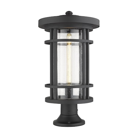 Z-Lite Jordan 1 Light Outdoor Pier Mounted Fixture, Black And Clear Seedy 570PHXL-553PM-BK